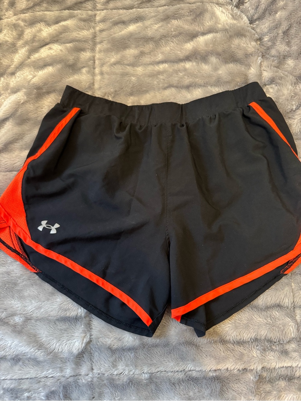 Under Armour Women’s Black Athletic Shorts with Orange Trim